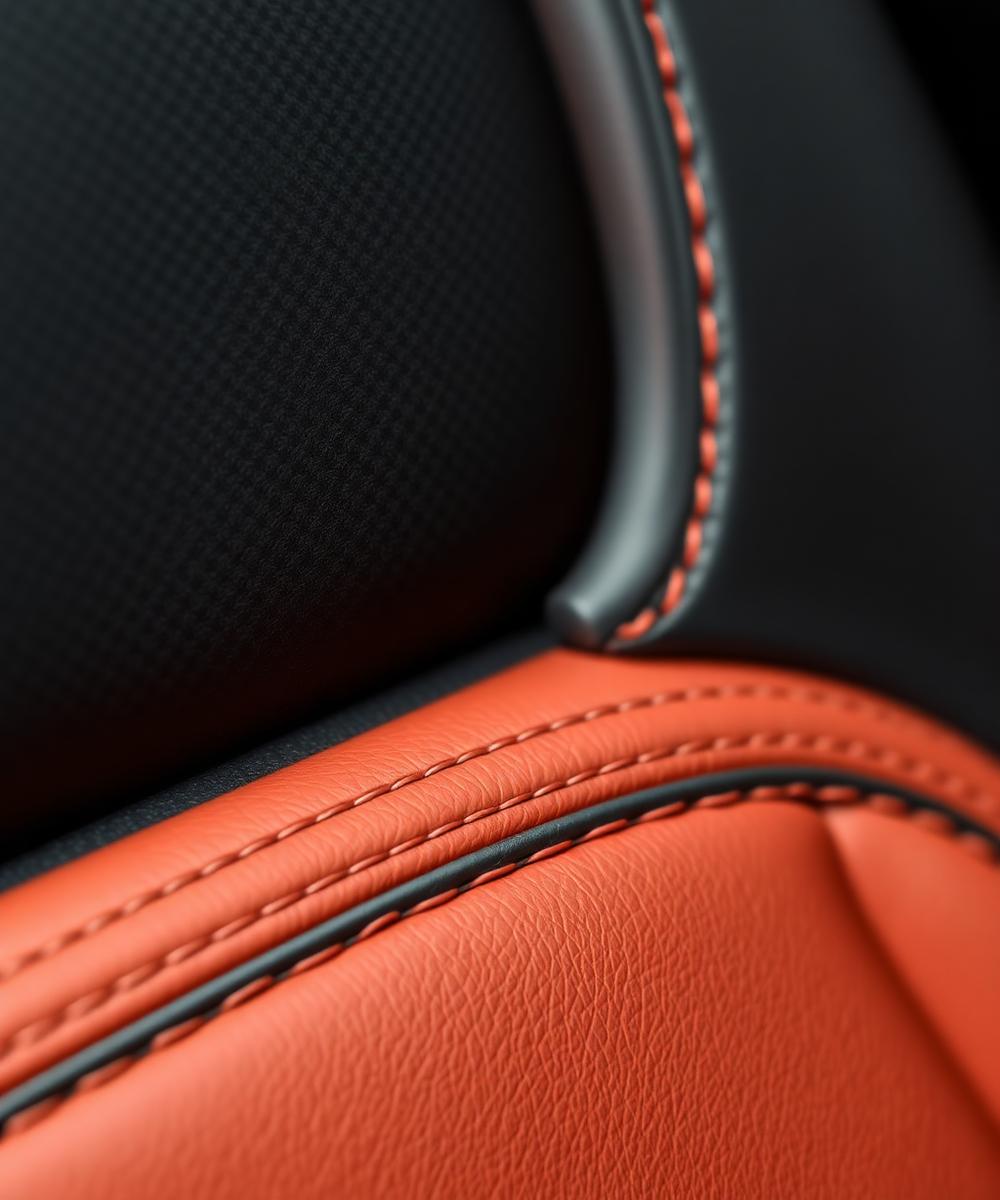 Stitched leather and carbon fibre detail